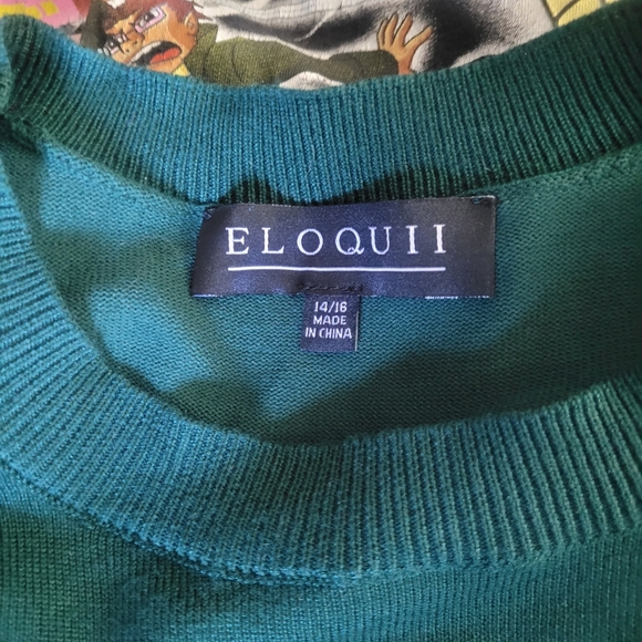 Eloquii green puffed sleeve sweater Size 14/16 - Picture 2 of 8